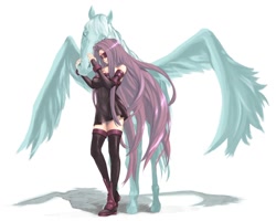 Size: 1000x800 | Tagged: safe, artist:ヲサキ子, pegasus (fate), rider (fate), equine, fictional species, mammal, pegasus, undead, vampire, feral, fate (series), fate/stay night, 2007, ambiguous gender, duo, female, servant