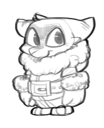 Size: 718x886 | Tagged: safe, artist:burnbuckie, oc, oc only, oc:buck (burnbuckie), mammal, anthro, belt, black and white, clothes, doodle, front view, gloves, gnome, grayscale, male, monochrome, simple background, solo, solo male, three-quarter view, white background