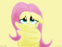 Size: 2400x1800 | Tagged: safe, artist:rockhoppr3, fluttershy (mlp), equine, fictional species, mammal, pegasus, pony, feral, friendship is magic, hasbro, my little pony, 2020, crying, feathered wings, feathers, female, hair, high res, mane, mare, pink hair, pink mane, pink tail, solo, solo female, tail, wings