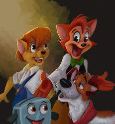 Size: 1700x1841 | Tagged: safe, artist:nostalgicchills, danny (cats don't dance), dodger (oliver & company), toaster (the brave little toaster), tom sawyer (tom sawyer), animate object, canine, cat, dog, feline, fictional species, jack russell terrier, mammal, terrier, anthro, feral, semi-anthro, cats don't dance, disney, oliver & company, the brave little toaster, tom sawyer (film), warner brothers, 2d, crossover, group, male, males only, teenager, toaster