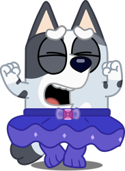 Size: 4092x5599 | Tagged: safe, artist:thatusualguy06, muffin heeler (bluey), australian cattle dog, canine, dog, mammal, semi-anthro, bluey (series), .svg available, absurd resolution, angry, bottomwear, clothes, female, on model, puppy, simple background, skirt, solo, solo female, transparent background, tutu, vector, young