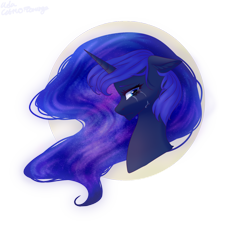 Size: 1280x1280 | Tagged: safe, artist:citrus-flamingo, princess luna (mlp), alicorn, equine, fictional species, mammal, pony, feral, friendship is magic, hasbro, my little pony, 2020, crying, ethereal mane, female, horn, mare, simple background, solo, solo female, transparent background