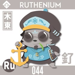 Size: 1080x1080 | Tagged: safe, artist:dennysffd, part of a set, bear, mammal, anthro, plantigrade anthro, series:dennysffd's periodic table, anchor, clothes, glasses, goatee, hat, holding object, male, periodic table, round glasses, ruthenium, solo, solo male