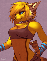 Size: 500x647 | Tagged: safe, artist:falvie, feline, mammal, anthro, breasts, bust, female, portrait, simple background, solo, solo female