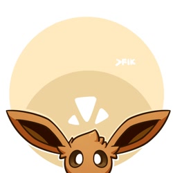 Size: 1000x1000 | Tagged: safe, artist:blu1020, eevee, eeveelution, fictional species, mammal, ambiguous form, nintendo, pokémon, 2020, abstract background, ambiguous gender, brown body, brown fur, brown sclera, colored sclera, digital art, fur, looking at you, solo, solo ambiguous, white eyes