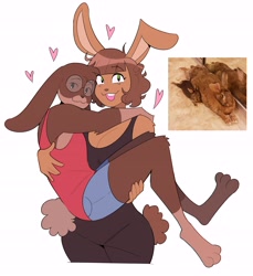 Size: 5048x5502 | Tagged: safe, artist:idolomantises, lagomorph, mammal, rabbit, anthro, :3, absurd resolution, black nose, bridal carry, carrying, couple, duo, female, glasses, heart, love heart, male, male/female, open mouth, round glasses, simple background, smiling, teeth, white background
