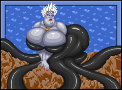 Size: 1420x1044 | Tagged: safe, artist:angelauxes, ursula (the little mermaid), fictional species, mammal, mollusk, octopus, humanoid, disney, the little mermaid (disney), 2015, breasts, cecaelia, ear piercing, earring, female, huge breasts, jewelry, necklace, piercing, pixel art, solo, solo female, tentacles
