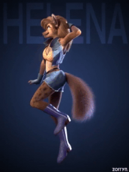 Size: 720x960 | Tagged: safe, artist:zorryn, oc, oc only, oc:helena hyena, hyena, mammal, anthro, plantigrade anthro, 3d, 3d animation, 3d model, animated, boots, bottomwear, clothes, female, fishnet, fishnet stockings, fluff, furgonomics, jacket, legwear, no sound, paws, see-through, shoes, shorts, solo, solo female, spinning, stockings, tail, tail hole, topwear, webm, zoo 52