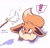 Size: 2048x1973 | Tagged: safe, artist:mysticwaffle032, eevee, eeveelution, fictional species, mammal, feral, nintendo, pokémon, 2020, ambiguous gender, behaving like a cat, bell, big ears, black outline, brown body, brown fur, cute, cute little fangs, digital art, ears, exclamation point, fangs, fluff, fur, imminent pounce, multicolored fur, neck fluff, offscreen character, open mouth, paws, scowl, shadow, sharp teeth, signature, simple background, smiling, solo, solo ambiguous, tan body, tan fur, teeth, toy, white background