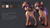 Size: 5760x3240 | Tagged: safe, artist:charlie_p0p, oc, oc only, oc:fudge brownie, cervid, deer, mammal, feral, 16:9, 2020, abstract background, absurd resolution, butt, color palette, colour palette, english text, featureless crotch, female, hooves, looking back, purple eyes, raised tail, rear view, reference sheet, short tail, side view, smiling, solo, solo female, tail, text, three-quarter view