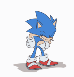 Size: 1920x2000 | Tagged: safe, artist:squigglydigg, sonic the hedgehog (sonic), hedgehog, mammal, anthro, sega, sonic the hedgehog (series), 2019, 2d, 2d animation, animated, clothes, digital art, eyes closed, gif, gloves, laughing, male, males only, open mouth, phone, quills, reaction image, shadow, shoes, side mouth, simple background, solo, solo male, three-quarter view, white background