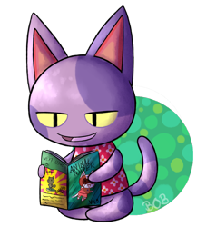 Size: 950x1000 | Tagged: safe, artist:tanukky, bob (animal crossing), kid cat (animal crossing), cat, feline, mammal, anthro, animal crossing, nintendo, 2016, 2d, comic book, male, open mouth, open smile, partially transparent background, reading, simple background, sitting, smiling, solo, solo male, tail, transparent background, yellow eyes