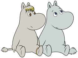Size: 5346x4000 | Tagged: safe, artist:djdavid98, moomintroll (moomins), snork maiden (moomins), fictional species, mammal, moomin, feral, moomins (series), 2017, absurd resolution, blue eyes, brown eyes, duo, female, male, on model, simple background, tail, transparent background, vector