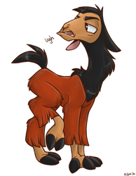 Size: 700x900 | Tagged: safe, artist:thewardenx3, artist:xiamtheferret, kuzco (the emperor's new groove), llama, mammal, feral, disney, the emperor's new groove, 2014, 2d, annoyed, black eyes, camelid, cloven hooves, hooves, male, short tail, simple background, sneer, solo, solo male, tail, ungulate, white background