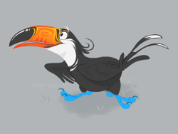 Size: 1400x1050 | Tagged: safe, artist:n3rdy-b1rdy, bird, toco toucan, toucan, feral, 2019, ambiguous gender, black eyes, digital art, gray background, simple background, solo, solo ambiguous, tail