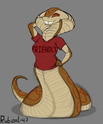 Size: 1062x1280 | Tagged: safe, artist:rubiont-47, fictional species, reptile, snake, viper (x-com), anthro, naga, x-com, 2020, breasts, clothes, cute, eyes closed, female, grin, shirt, sketch, smiling, snake tail, snek, solo, solo female, tail, topwear