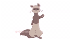 Size: 1280x720 | Tagged: safe, artist:rikosakari, oc, oc:riko sakari, domestic ferret, ferret, mammal, mustelid, feral, semi-anthro, 16:9, 2020, 2d, 2d animation, :3, abstract background, ambiguous gender, animated, bat wings, buttercup (song), clothes, complete nudity, cute, dancing, dot eyes, duo, eyes closed, fangs, featured image, fluff, frame by frame, fur, happy, horns, hug, hurondance, jack stauber, music, nudity, open mouth, paw pads, paws, scarf, sitting, smiling, smooth as butter, sound, tail, underpaw, uwu, watermark, webbed wings, webm, whiskers, wings