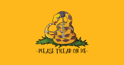 Size: 1200x630 | Tagged: suggestive, artist:desolim, fictional species, rattlesnake, reptile, snake, viper, feral, ambiguous gender, ball gag, bdsm, blushing, bondage, don't tread on me, english text, flag, forked tongue, gadsden flag, gag, grass, green eyes, parody, rattle (anatomy), rope, simple background, snake tail, solo, solo ambiguous, tail, text, yellow background