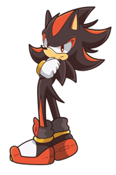Size: 1566x2356 | Tagged: dead source, safe, artist:svanetianrose, shadow the hedgehog (sonic), hedgehog, mammal, anthro, sega, sonic the hedgehog (series), clothes, crossed arms, digital art, frowning, gloves, looking at you, male, phone, quills, red eyes, shoes, short tail, simple background, sneakers, solo, solo male, tail, transparent background