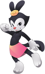 Size: 1909x3141 | Tagged: safe, artist:phation, part of a set, dot warner (animaniacs), animaniac (species), fictional species, mammal, anthro, plantigrade anthro, animaniacs, warner brothers, 2015, bottomwear, clothes, female, flat chest, high res, open mouth, paws, phone, simple background, skirt, solo, solo female, tail, transparent background