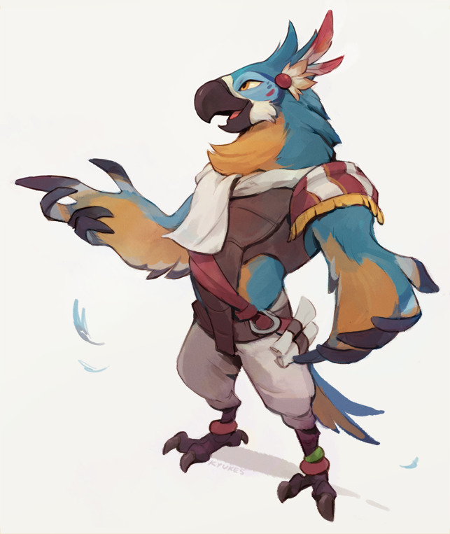 #1427 - safe, artist:kyukes, kass (zelda), bird, fictional species ...