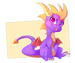 Size: 1911x1608 | Tagged: dead source, safe, artist:teranen, spyro the dragon (spyro), dragon, fictional species, reptile, western dragon, feral, spyro the dragon (series), 2d, activision, alpha channel, blep, claws, color porn, colored pupils, cute, horns, looking at you, magenta eyes, male, nostrils, partially transparent background, reptile soles, scales, simple background, sitting, soles, solo, solo male, spines, tail, tongue, tongue out, transparent background, watermark, webbed wings, white outline, wings