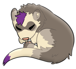 Size: 550x500 | Tagged: source needed, useless source url, safe, artist:catastrophyte, oc, oc only, oc:dal desantis, ferret, mammal, mustelid, feral, alpha channel, ambiguous gender, fluff, neck fluff, simple background, sleeping, solo, solo ambiguous, tail, transparent background