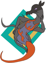 Size: 1873x2556 | Tagged: safe, artist:gadzookstd, oc, oc only, oc:saul ashle, fictional species, lizard, reptile, salazzle, semi-anthro, nintendo, pokémon, gray scales, high res, male, orange scales, pink eyes, scales, solo, solo male, tail