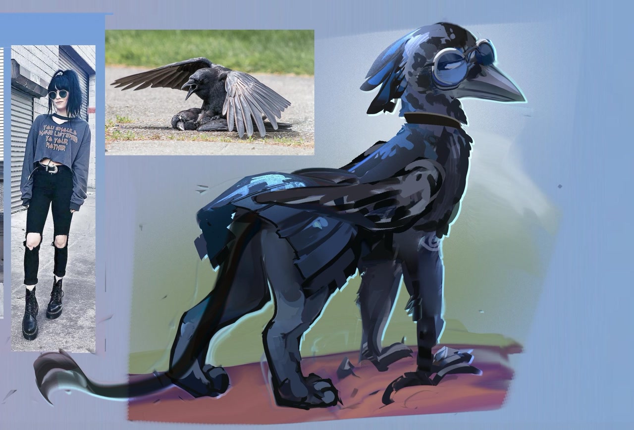 #2704 - safe, artist:alumx_mlp, oc, bird, corvid, crow, feline, fictional s...