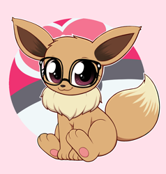 Size: 2992x3148 | Tagged: safe, artist:moozua, eevee, fictional species, mammal, feral, nintendo, pokémon, 2019, ambiguous gender, cute, glasses, high res, love ball, poké ball, solo, solo ambiguous, tail