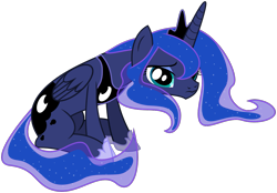 Size: 1097x764 | Tagged: safe, artist:byteslice, princess luna (mlp), alicorn, equine, fictional species, mammal, pony, feral, friendship is magic, hasbro, my little pony, .svg available, alpha channel, crown, ethereal mane, female, folded wings, frowning, hair, hoof shoes, horn, jewelry, mane, mare, on model, regalia, simple background, sitting, solo, solo female, starry mane, starry tail, svg, tail, transparent background, vector, wings