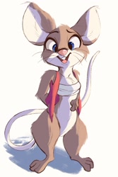 Size: 1306x1959 | Tagged: safe, artist:tohupony, mammal, mouse, rodent, anthro, blue eyes, clothes, female, murine, smiling, solo, solo female, topwear, vest