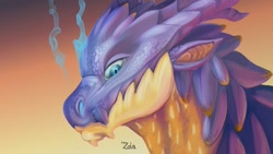 Size: 1280x720 | Tagged: safe, artist:avezola, oc, oc only, oc:rasha (avezola), dragon, fictional species, scaled dragon, ambiguous form, 16:9, bust, portrait, smoke, solo