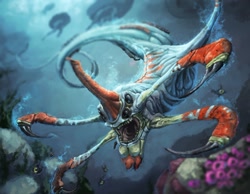 Size: 1280x995 | Tagged: safe, artist:priscillasheep, fictional species, fish, reaper leviathan, feral, subnautica, ocean, solo focus, underwater, water