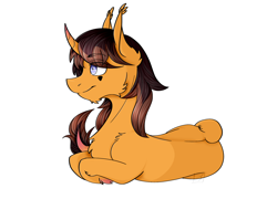 Size: 2012x1446 | Tagged: safe, artist:jaywaan, classical unicorn, equine, fictional species, mammal, pony, unicorn, feral, dallon weekes, friendship is magic, hasbro, my little pony, 2020, blue eyes, brown hair, brown mane, brown tail, cheek fluff, chest fluff, chin fluff, cloven hooves, commission, curved horn, digital art, ear fluff, eye through hair, facial markings, feralized, fluff, fur, furrified, gradient hooves, gradient horn, gradient tail, hair, hooves, horn, leg fluff, leonine tail, loafing, lying down, male, mane, orange fur, ponified, profile, prone, shoulder fluff, side, side view, simple background, solo, solo male, spiral horn, stallion, tail, tail fluff, unshorn fetlocks, watermark, white background, ych result