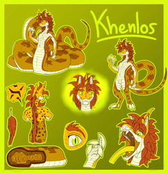 Size: 1937x2000 | Tagged: safe, artist:khenlos, oc, oc only, oc:khenlos, equine, fictional species, hybrid, mammal, python, reptile, snake, unicorn, anthro, naga, body markings, bust, claws, cutaway, fangs, feather, feathers, horn, hypnosis, hypnotic eyes, internal, internal view, long tail, male, mawshot, open mouth, reference, reference sheet, scales, slit pupils, snake tail, solo, solo male, stomach, tail, teeth