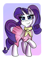 Size: 1080x1500 | Tagged: safe, artist:sadtrooper, rarity (mlp), equine, fictional species, mammal, pony, unicorn, feral, friendship is magic, hasbro, my little pony, 2020, atg 2020, camping outfit, clothes, dress, female, horn, mare, newbie artist training grounds, smiling, solo, solo female, tail
