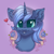 Size: 2000x2000 | Tagged: safe, artist:ariamidnighters, oc, oc only, oc:double colon, equine, fictional species, mammal, pony, unicorn, feral, friendship is magic, hasbro, my little pony, avatar, blue hair, bust, commission, ear fluff, female, flower, fluff, hair, heart, high res, horn, looking at you, mare, portrait, signature, smiling, solo, solo female, ych result