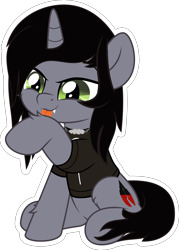 Size: 5000x6997 | Tagged: source needed, useless source url, safe, artist:jhayarr23, part of a set, equine, fictional species, mammal, pony, unicorn, feral, friendship is magic, hasbro, kellin quinn, my little pony, sleeping with sirens, 2020, absurd resolution, behaving like a cat, brown hair, brown mane, brown tail, clothes, commission, cutie mark, digital art, disguise, disguised siren, fangs, feralized, flat colors, fluff, fur, furrified, gray fur, green eyes, grooming, hair, happy, hoof licking, hooves, horn, jewelry, leg fluff, licking, male, mane, necklace, ponified, shirt, simple background, sitting, slit pupils, solo, solo male, spiral horn, stallion, t-shirt, tail, teeth, tongue, tongue out, topwear, transparent background, vector, white outline, ych result