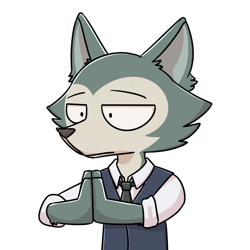 Size: 2048x2048 | Tagged: safe, alternate version, artist:chonkycrunchy, furbooru exclusive, legoshi (beastars), canine, mammal, wolf, anthro, beastars, bust, dorime, high res, male, meme, simple background, solo, solo male, straight face, transparent background