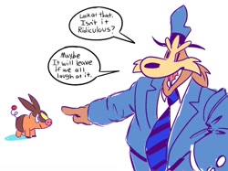 Size: 1166x873 | Tagged: safe, artist:velvetyf, sam (sam & max), canine, dog, fictional species, herdier, mammal, pig, suid, tepig, anthro, feral, nintendo, pokémon, sam & max, 2019, crossover, duo, english text, male, meme, pure unfiltered evil, simple background, species swap, starter pokémon, text, white background
