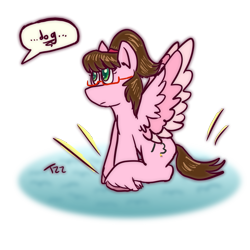 Size: 797x797 | Tagged: safe, artist:thunderzizi, oc, oc only, equine, fictional species, mammal, pegasus, pony, feral, friendship is magic, hasbro, my little pony, 2020, atg 2020, feathered wings, feathers, female, glasses, hooves, mare, newbie artist training grounds, signature, simple background, sitting, solo, solo female, speech bubble, tail, transparent background, unshorn fetlocks, wings