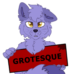 Size: 500x500 | Tagged: safe, artist:skodart, artist:sorajona, furbooru exclusive, astra, canine, fox, mammal, anthro, furbooru, 1:1, ambiguous gender, astrael, cheek fluff, chest fluff, colored pupils, fluff, holding, low res, mascot, outline, paws, sign, simple background, solo, solo ambiguous, spoiler image, tag, tail, transparent background, whiskers, white outline, yellow eyes