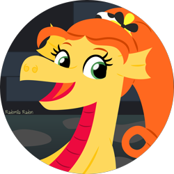 Size: 4000x4000 | Tagged: safe, artist:parclytaxel, artist:radomila radon, oc, oc only, oc:radomila radon, equine, fictional species, fish, hippocampus, mammal, siren (mlp), feral, friendship is magic, hasbro, my little pony, .svg available, 2020, absurd resolution, basement, cute, ear fins, ears, female, fins, happy, inkscape, looking at you, ocbetes, open mouth, periodic table, radon, scrunchie, simple background, solo, solo female, transparent background, vector
