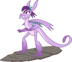 Size: 4601x4000 | Tagged: safe, artist:radomila radon, prominence (mlp), dragon, fictional species, reptile, western dragon, feral, friendship is magic, hasbro, my little pony, .svg available, absurd resolution, cute, dragoness, female, inkscape, on model, rock, simple background, solo, solo female, surfboard, transparent background, vector
