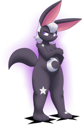 Size: 834x1280 | Tagged: species needed, safe, artist:hybridprojectalpha, oc, oc only, oc:trellia, anthro, 2015, black fur, female, fur, hair, nudity, purple eyes, simple background, slightly chubby, solo, solo female, tail, transparent background, white hair