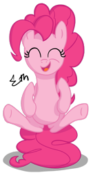 Size: 1024x1893 | Tagged: safe, artist:sigmath bits, pinkie pie (mlp), earth pony, equine, fictional species, mammal, pony, feral, friendship is magic, hasbro, my little pony, 2020, atg 2020, bouncing, eyes closed, female, hair, happy, laughing, mane, mare, newbie artist training grounds, on model, open mouth, pink hair, pink mane, signature, simple background, smiling, solo, solo female, tail, transparent background