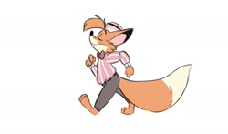 Size: 1280x752 | Tagged: safe, artist:texansoda, oc, oc only, canine, fox, mammal, red fox, anthro, plantigrade anthro, eyes closed, male, smiling, solo, solo male, tail