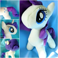 Size: 2400x2400 | Tagged: safe, artist:fleecefriendship, rarity (mlp), equine, fictional species, mammal, pony, unicorn, feral, friendship is magic, hasbro, my little pony, female, high res, horn, irl, mare, photo, photographed artwork, plushie, solo, solo female, tail