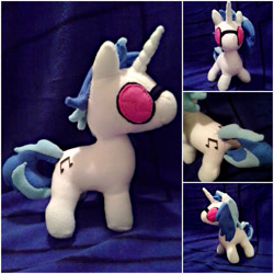 Size: 2400x2400 | Tagged: safe, artist:fleecefriendship, vinyl scratch (mlp), equine, fictional species, mammal, pony, unicorn, feral, friendship is magic, hasbro, my little pony, 2015, female, glasses, high res, horn, irl, mare, photo, photographed artwork, plushie, smiling, solo, solo female, tail